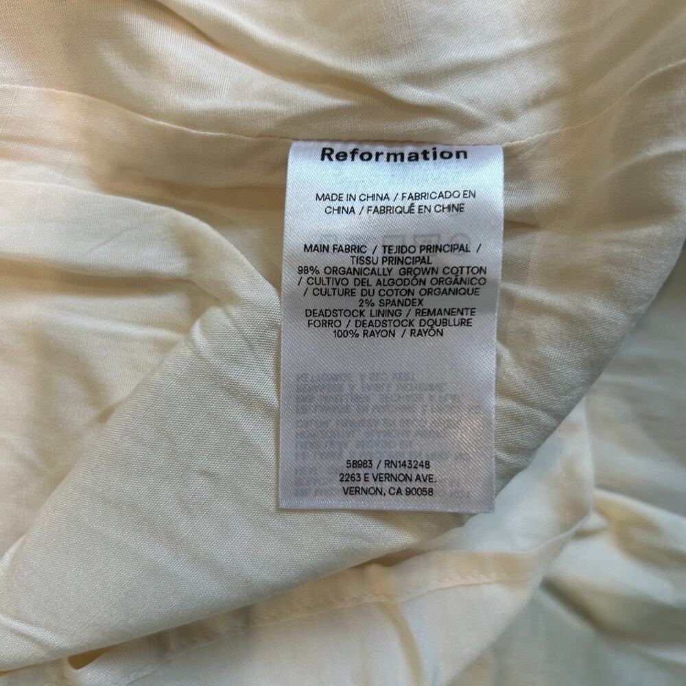 NWT Reformation Luella Dress Sugar Organic Cotton Pleated Squared Neck Size 8 - Picture 6 of 6